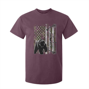 Bear Bowhunting Bow Archery Vintage Camo American Flag T Shirt For Kid - Print Your Wear