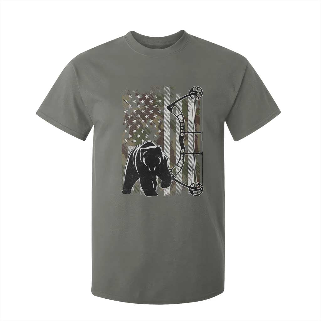 Bear Bowhunting Bow Archery Vintage Camo American Flag T Shirt For Kid TS11 Military Green Print Your Wear