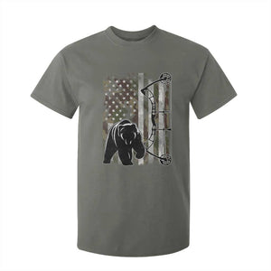 Bear Bowhunting Bow Archery Vintage Camo American Flag T Shirt For Kid - Print Your Wear