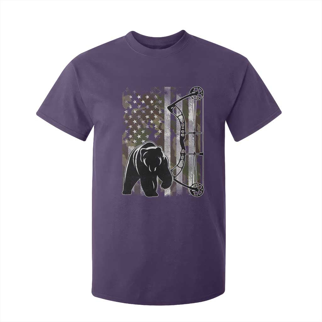Bear Bowhunting Bow Archery Vintage Camo American Flag T Shirt For Kid TS11 Purple Print Your Wear