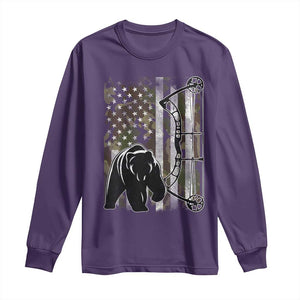Bear Bowhunting Bow Archery Vintage Camo American Flag Long Sleeve Shirt TS11 Purple Print Your Wear