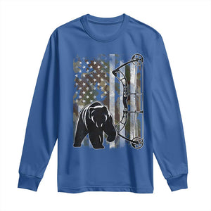 Bear Bowhunting Bow Archery Vintage Camo American Flag Long Sleeve Shirt TS11 Royal Blue Print Your Wear