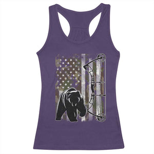 Bear Bowhunting Bow Archery Vintage Camo American Flag Racerback Tank Top TS11 Purple Print Your Wear