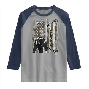 Bear Bowhunting Bow Archery Vintage Camo American Flag Raglan Shirt TS11 Sport Gray Navy Print Your Wear