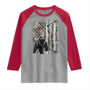 Bear Bowhunting Bow Archery Vintage Camo American Flag Raglan Shirt TS11 Sport Gray Red Print Your Wear