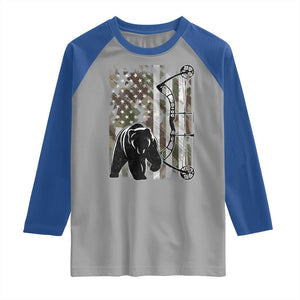 Bear Bowhunting Bow Archery Vintage Camo American Flag Raglan Shirt TS11 Sport Gray Royal Print Your Wear