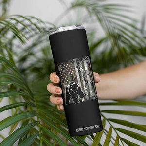 Bear Bowhunting Bow Archery Vintage Camo American Flag Skinny Tumbler TS11 Print Your Wear