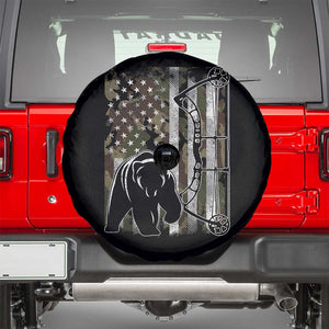 Bear Bowhunting Bow Archery Vintage Camo American Flag Spare Tire Cover TS11 Black Print Your Wear