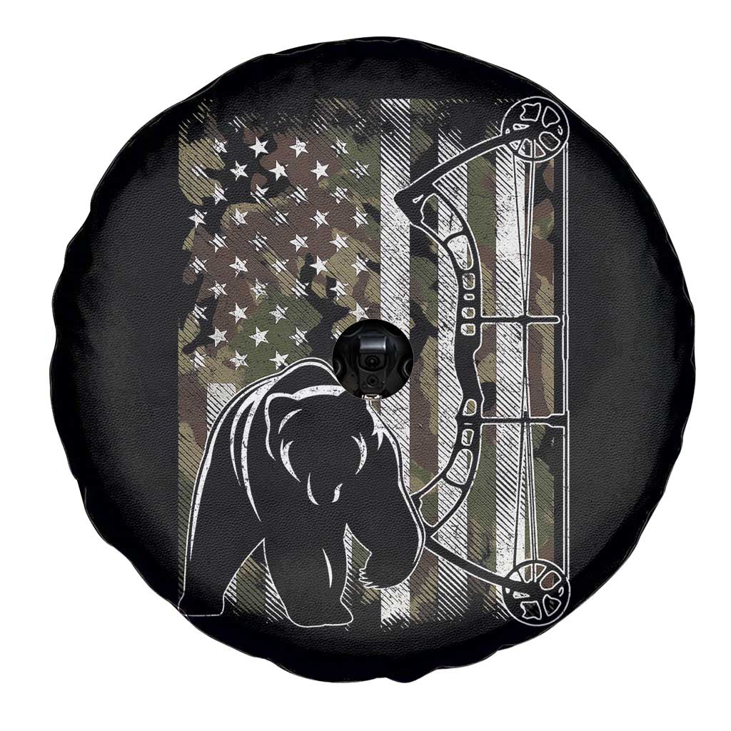 Bear Bowhunting Bow Archery Vintage Camo American Flag Spare Tire Cover TS11 Print Your Wear