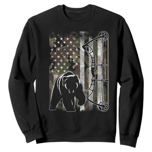 Bear Bowhunting Bow Archery Vintage Camo American Flag Sweatshirt - Print Your Wear
