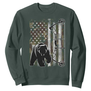 Bear Bowhunting Bow Archery Vintage Camo American Flag Sweatshirt - Print Your Wear