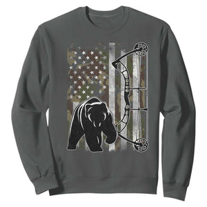 Bear Bowhunting Bow Archery Vintage Camo American Flag Sweatshirt - Print Your Wear