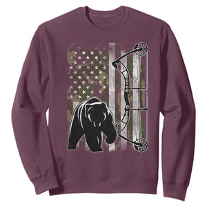 Bear Bowhunting Bow Archery Vintage Camo American Flag Sweatshirt - Print Your Wear