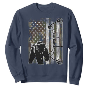 Bear Bowhunting Bow Archery Vintage Camo American Flag Sweatshirt - Print Your Wear