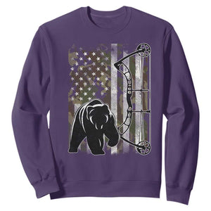 Bear Bowhunting Bow Archery Vintage Camo American Flag Sweatshirt - Print Your Wear