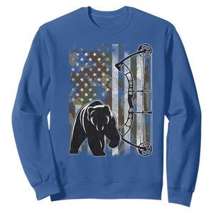 Bear Bowhunting Bow Archery Vintage Camo American Flag Sweatshirt - Print Your Wear