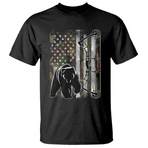Bear Bowhunting Bow Archery Vintage Camo American Flag T Shirt - Print Your Wear