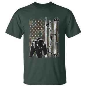 Bear Bowhunting Bow Archery Vintage Camo American Flag T Shirt - Print Your Wear