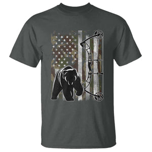Bear Bowhunting Bow Archery Vintage Camo American Flag T Shirt - Print Your Wear