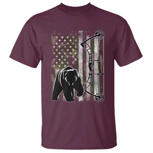 Bear Bowhunting Bow Archery Vintage Camo American Flag T Shirt - Print Your Wear
