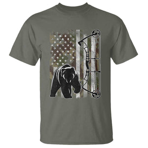Bear Bowhunting Bow Archery Vintage Camo American Flag T Shirt - Print Your Wear