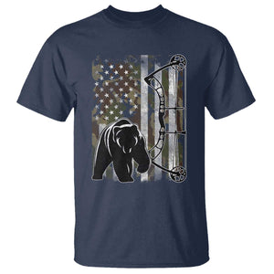 Bear Bowhunting Bow Archery Vintage Camo American Flag T Shirt - Print Your Wear