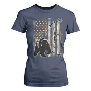 Bear Bowhunting Bow Archery Vintage Camo American Flag T Shirt For Women - Print Your Wear