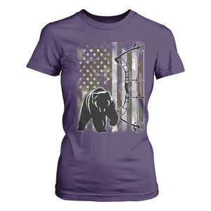 Bear Bowhunting Bow Archery Vintage Camo American Flag T Shirt For Women - Print Your Wear