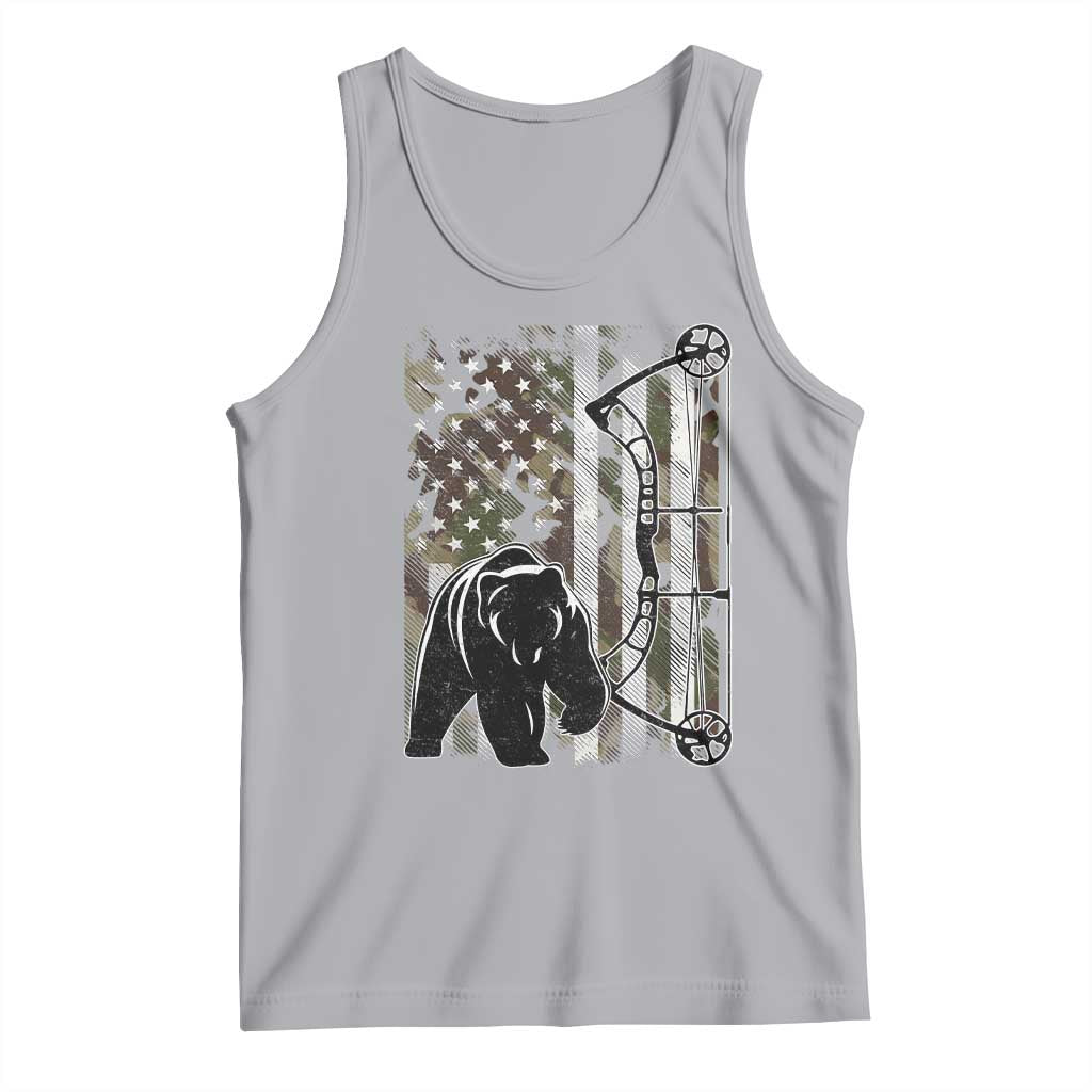 Bear Bowhunting Bow Archery Vintage Camo American Flag Tank Top TS11 Athletic Heather Print Your Wear