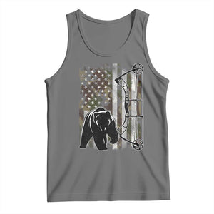 Bear Bowhunting Bow Archery Vintage Camo American Flag Tank Top TS11 Black Heather Print Your Wear