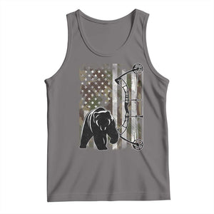 Bear Bowhunting Bow Archery Vintage Camo American Flag Tank Top TS11 Deep Heather Print Your Wear