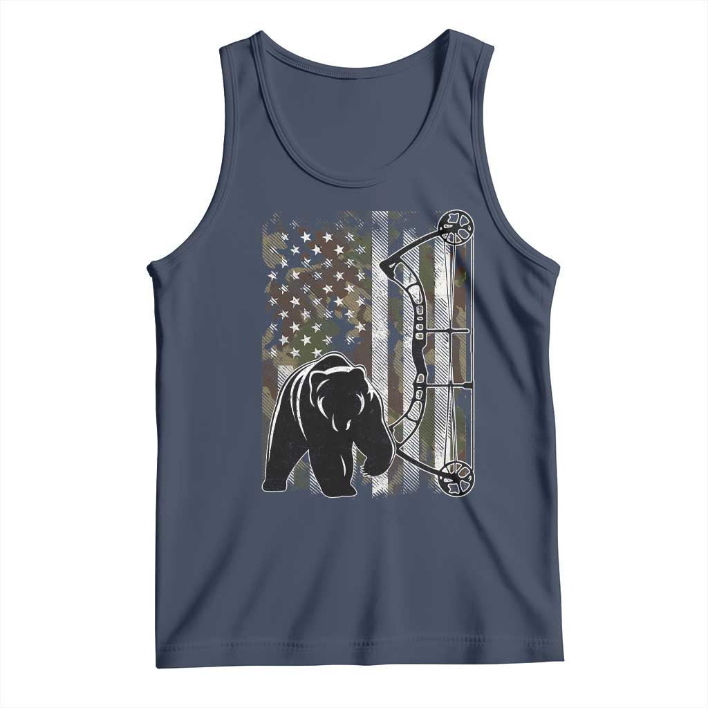 Bear Bowhunting Bow Archery Vintage Camo American Flag Tank Top TS11 Navy Print Your Wear