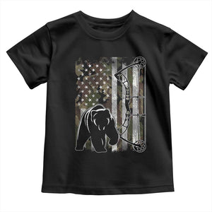 Bear Bowhunting Bow Archery Vintage Camo American Flag Toddler T Shirt TS11 Black Print Your Wear