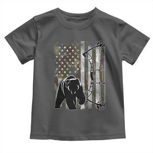 Bear Bowhunting Bow Archery Vintage Camo American Flag Toddler T Shirt TS11 Dark Heather Print Your Wear