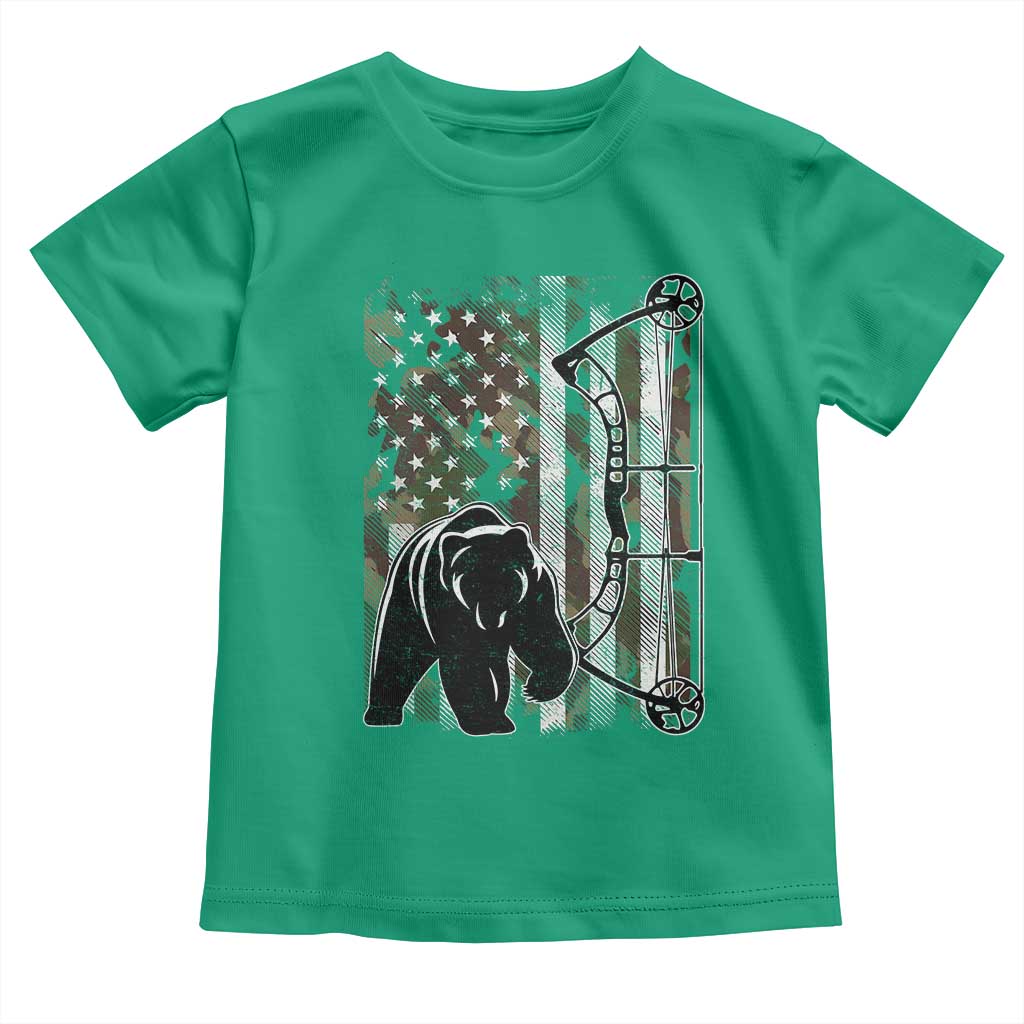 Bear Bowhunting Bow Archery Vintage Camo American Flag Toddler T Shirt TS11 Irish Green Print Your Wear