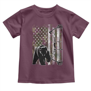 Bear Bowhunting Bow Archery Vintage Camo American Flag Toddler T Shirt TS11 Maroon Print Your Wear