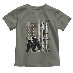 Bear Bowhunting Bow Archery Vintage Camo American Flag Toddler T Shirt TS11 Military Green Print Your Wear