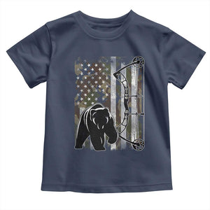 Bear Bowhunting Bow Archery Vintage Camo American Flag Toddler T Shirt TS11 Navy Print Your Wear