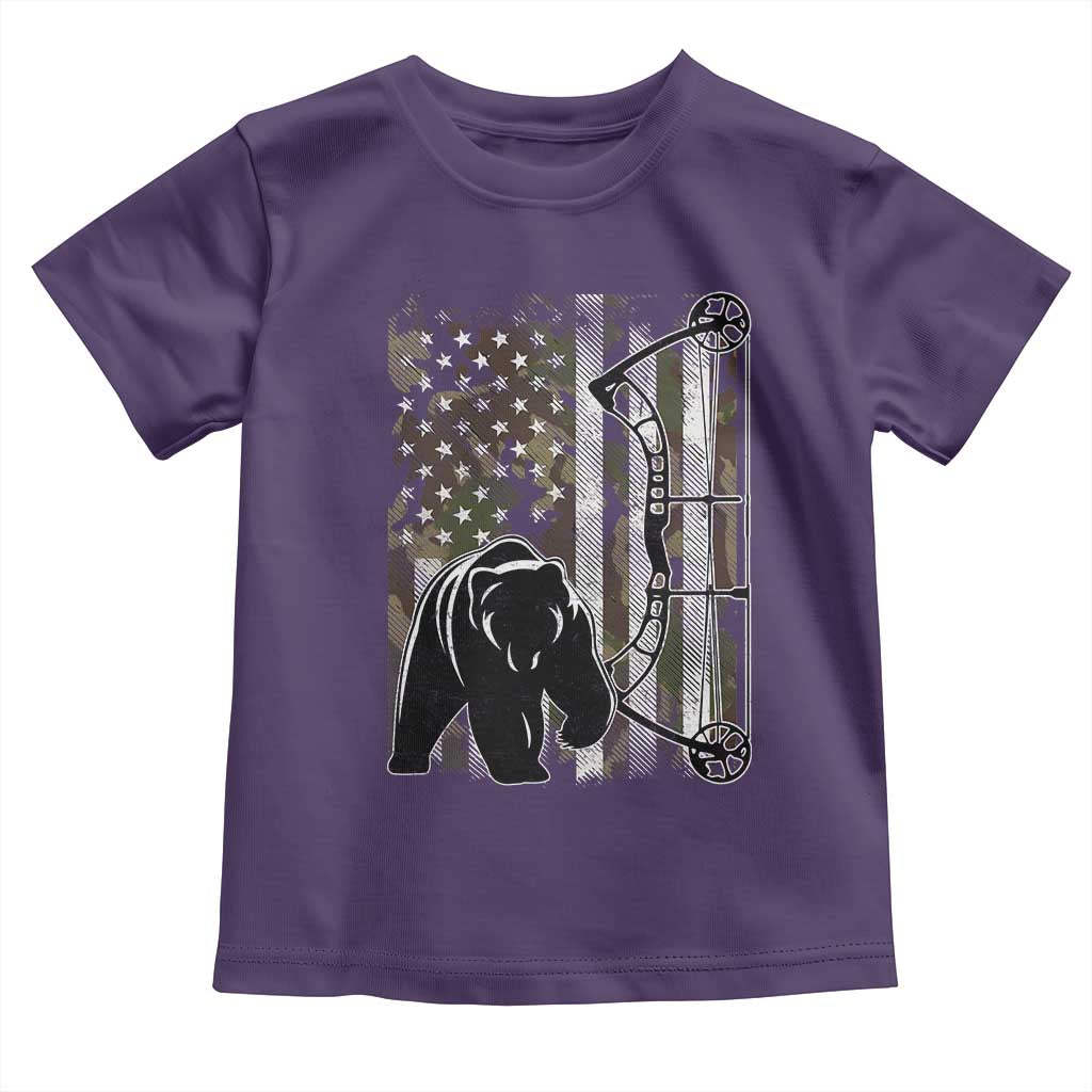 Bear Bowhunting Bow Archery Vintage Camo American Flag Toddler T Shirt TS11 Purple Print Your Wear