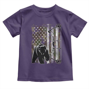 Bear Bowhunting Bow Archery Vintage Camo American Flag Toddler T Shirt TS11 Purple Print Your Wear