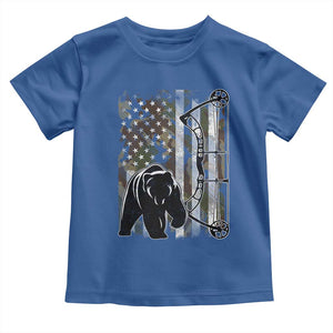 Bear Bowhunting Bow Archery Vintage Camo American Flag Toddler T Shirt TS11 Royal Blue Print Your Wear
