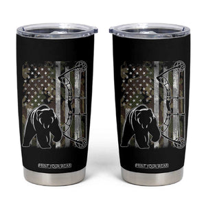Bear Bowhunting Bow Archery Vintage Camo American Flag Tumbler Cup TS11 Black Print Your Wear