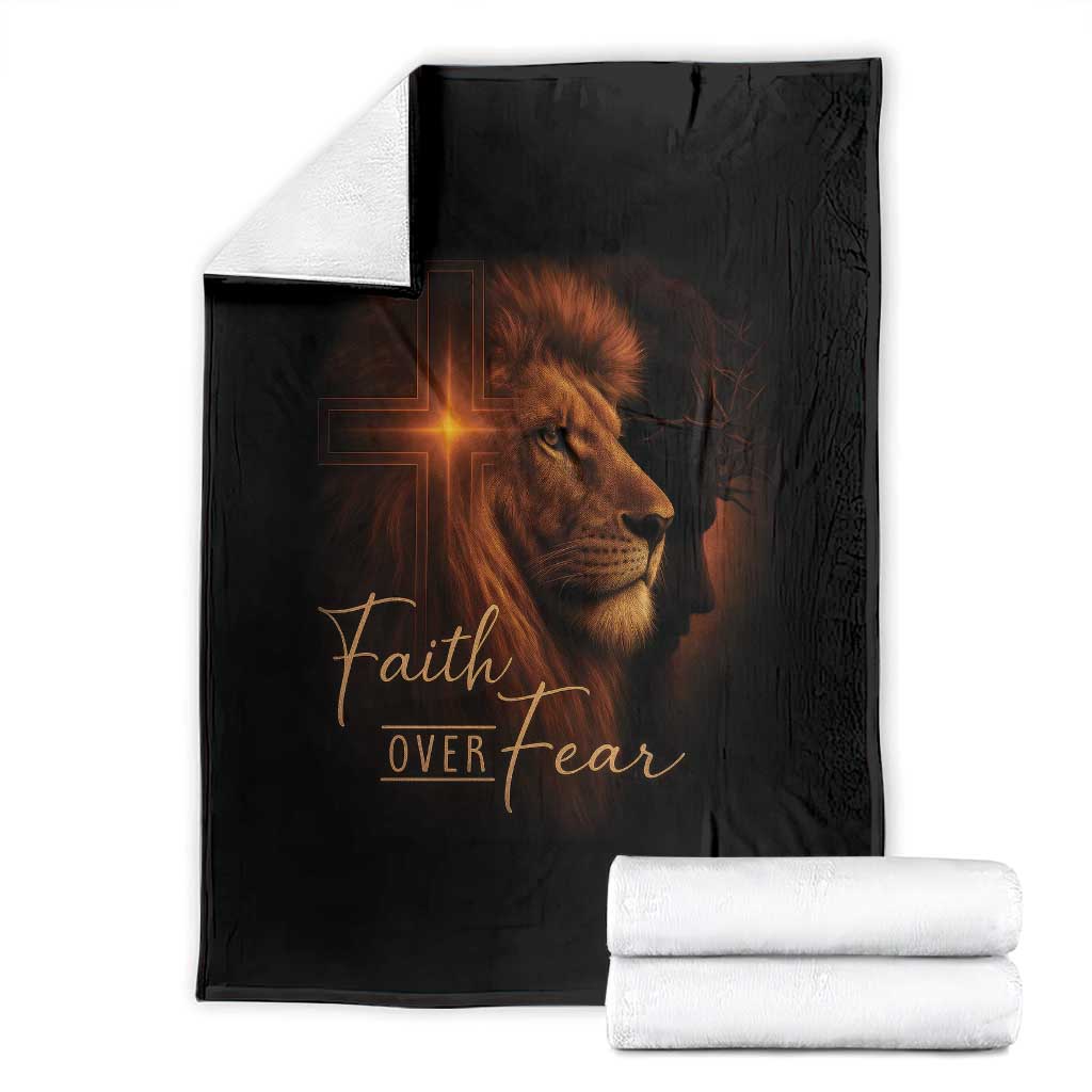 Faith Over Fear Throw Blanket Lion Of Judah Jesus Christian Religious TS11 Black Print Your Wear