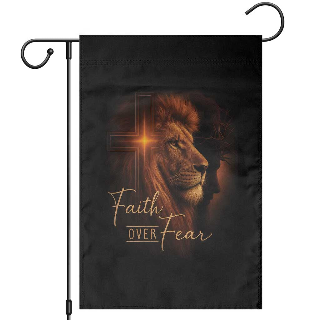 Faith Over Fear Garden Flag Lion Of Judah Jesus Christian Religious TS11 Black Print Your Wear