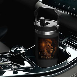Faith Over Fear Flip Straw Tumbler Lion Of Judah Jesus Christian Religious TS11 Print Your Wear