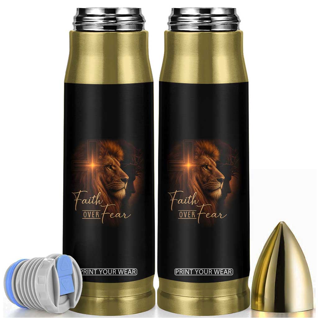 Faith Over Fear Bullet Tumbler Lion Of Judah Jesus Christian Religious TS11 Black Print Your Wear