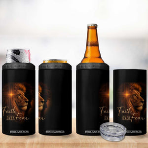 Faith Over Fear 4 in 1 Can Cooler Tumbler Lion Of Judah Jesus Christian Religious TS11 Print Your Wear