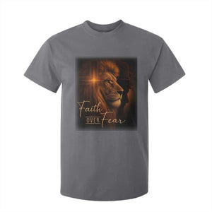 Faith Over Fear T Shirt For Kid Lion Of Judah Jesus Christian Religious TS11 Charcoal Print Your Wear