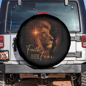 Faith Over Fear Spare Tire Cover Lion Of Judah Jesus Christian Religious TS11 No hole Black Print Your Wear