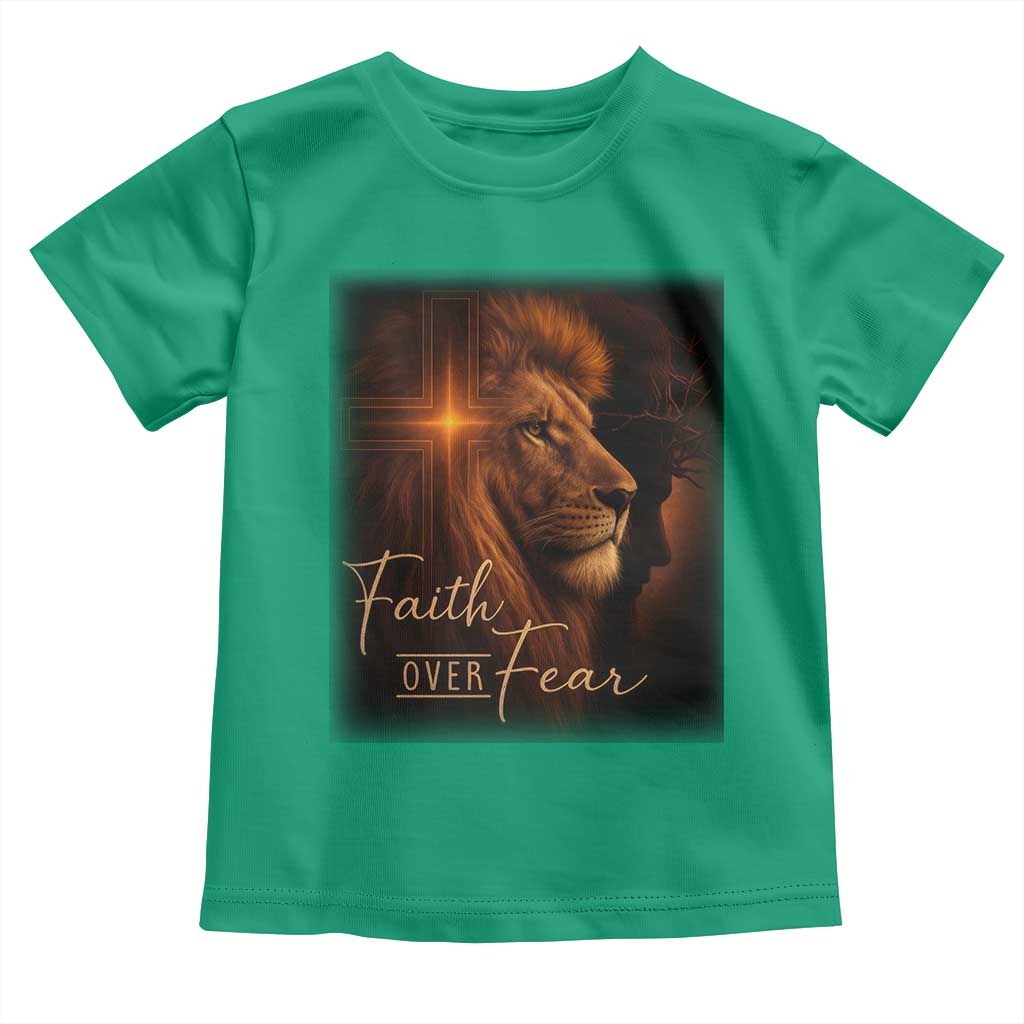 Faith Over Fear Toddler T Shirt Lion Of Judah Jesus Christian Religious TS11 Irish Green Print Your Wear